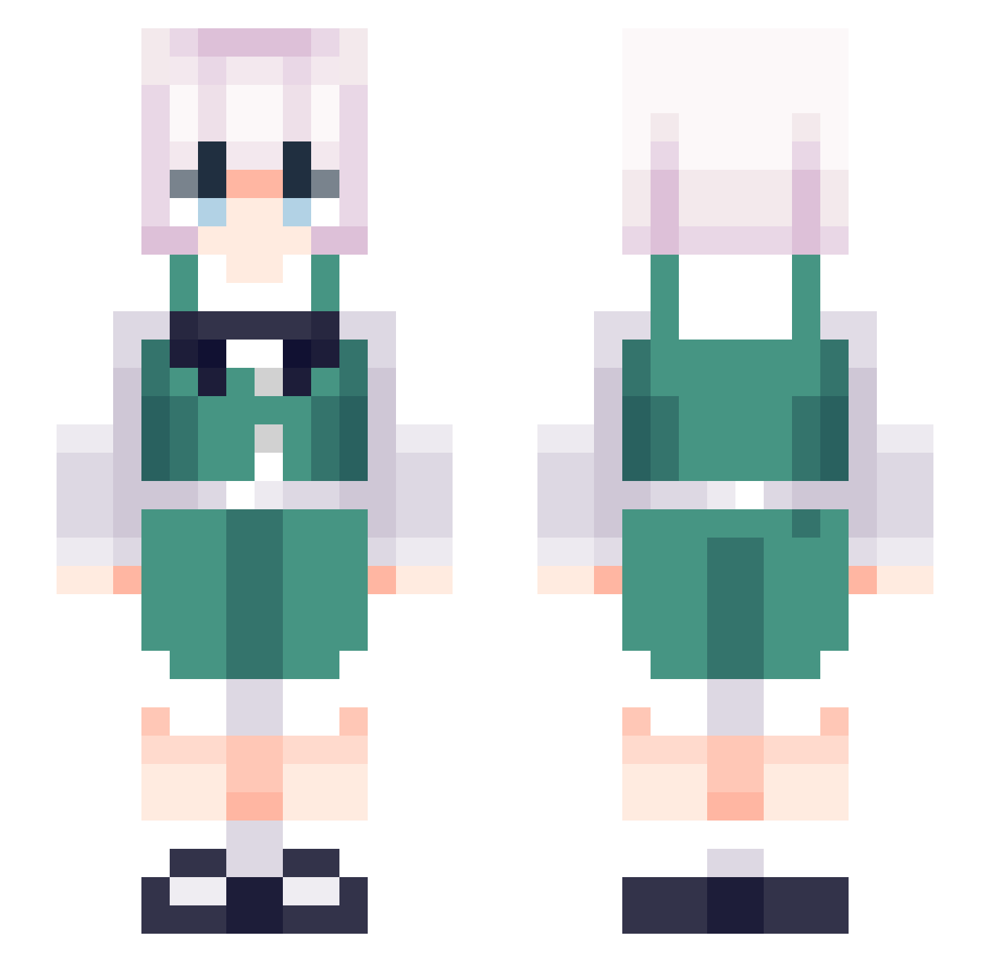 YoumusBathWater Minecraft skin, front and back view