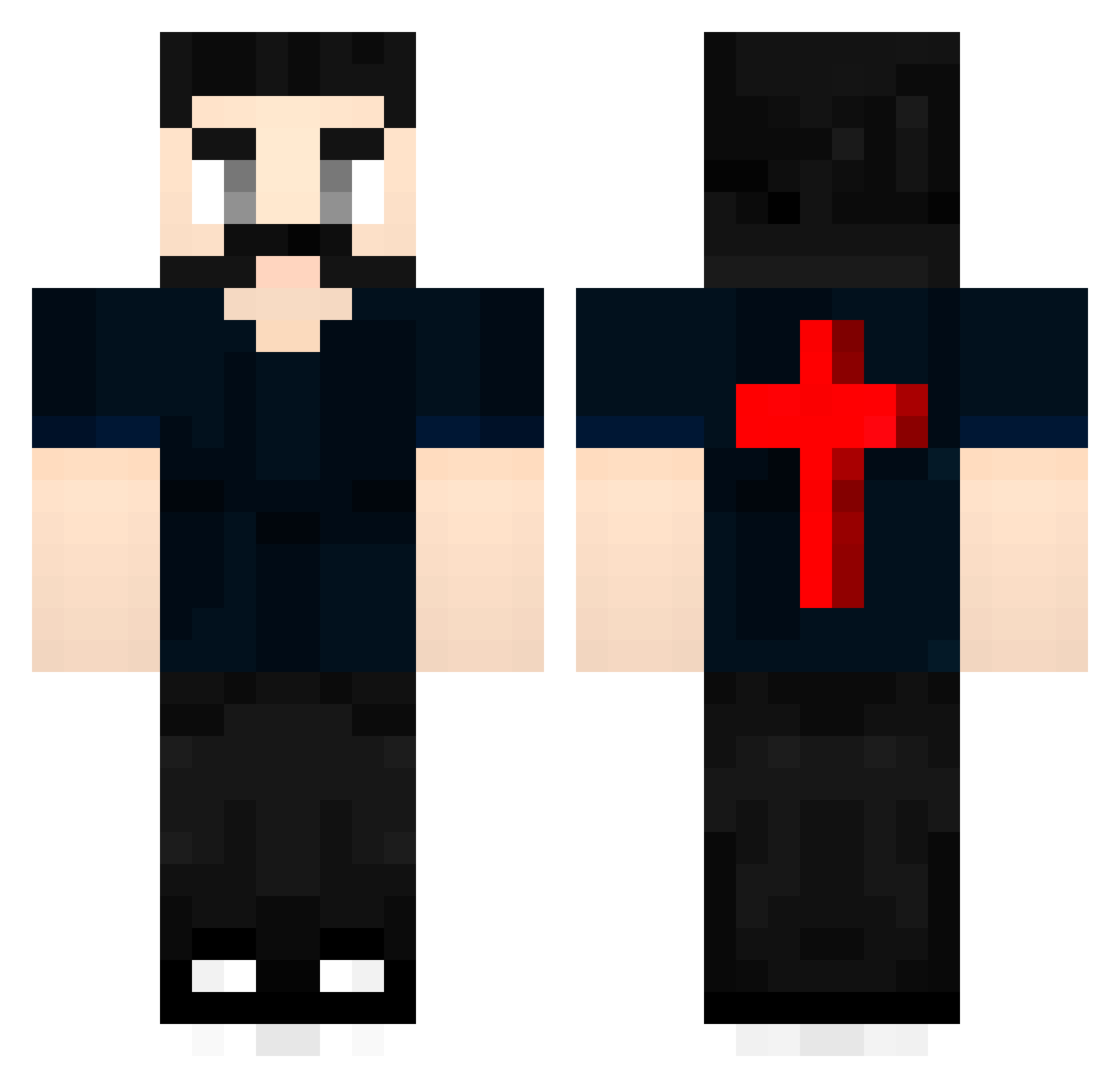 Pythure Minecraft skin, front and back view