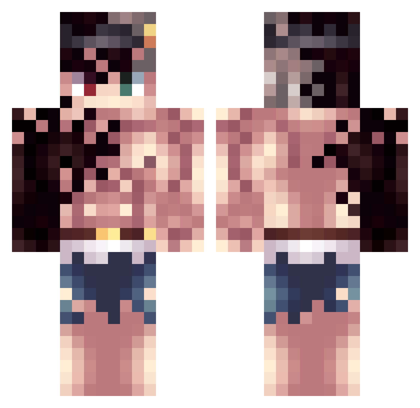 XanaxDaddy Minecraft skin, front and back view