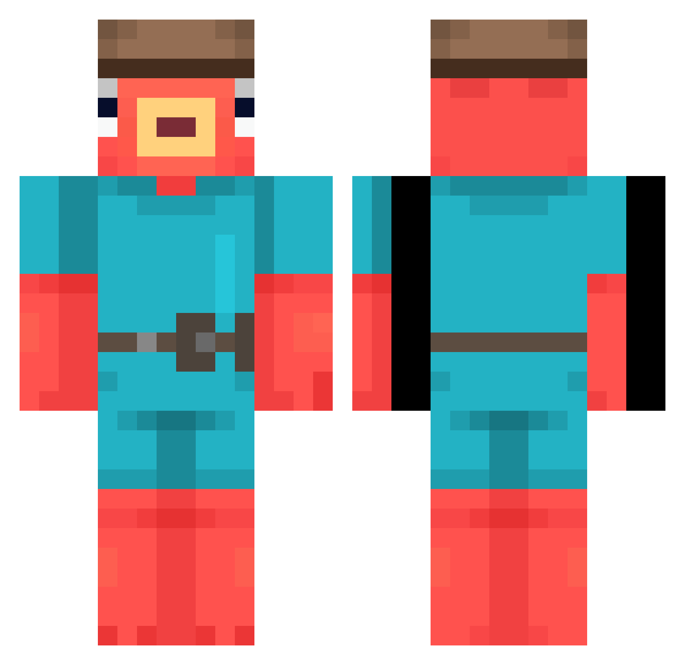 Bizzua Minecraft skin, front and back view
