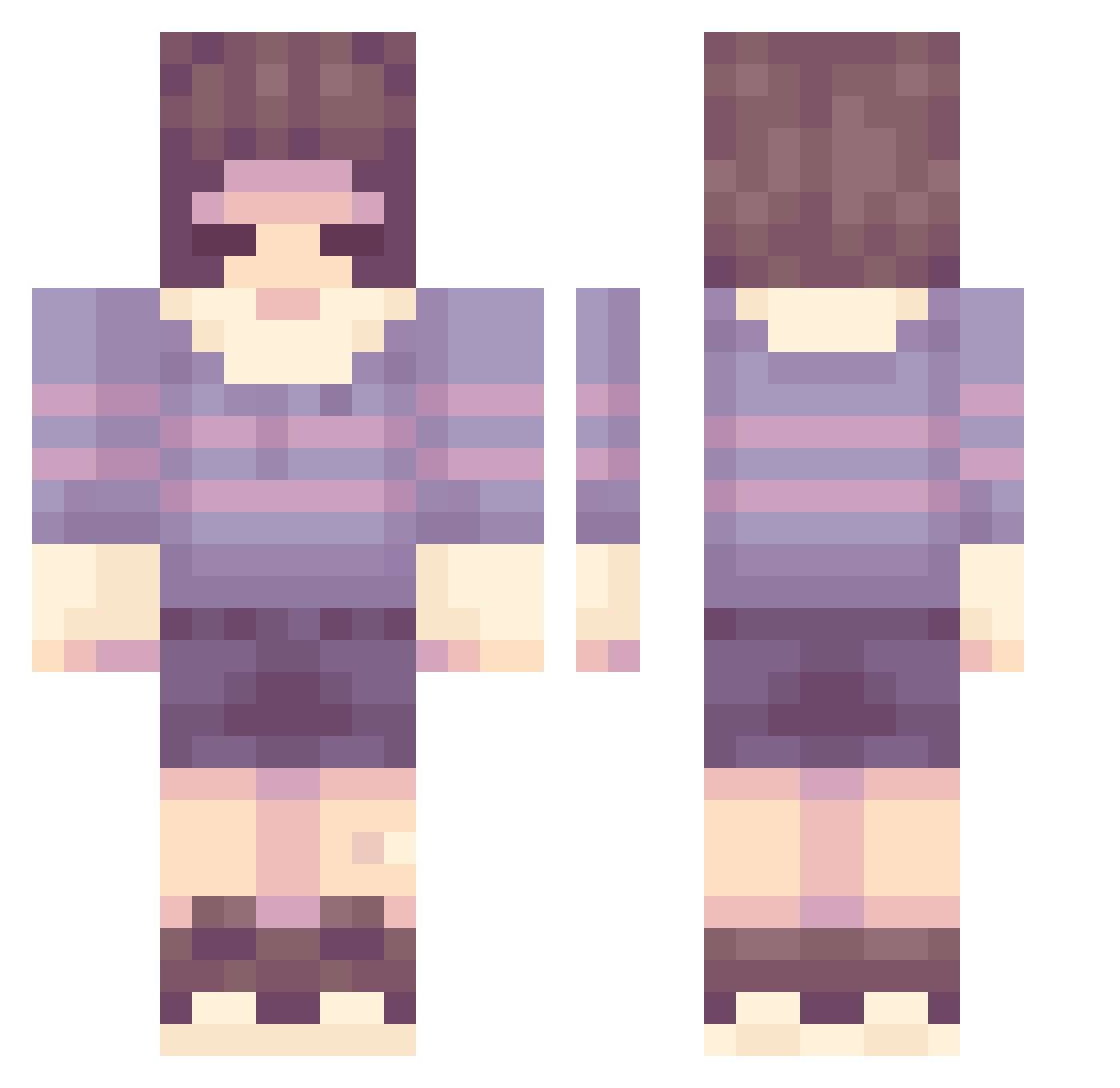 RedVelvetKid Minecraft skin, front and back view