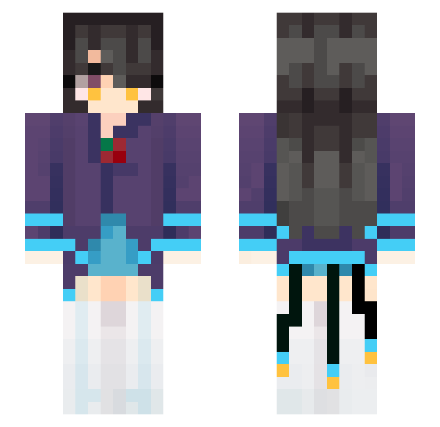 StarYuaN Minecraft skin, front and back view