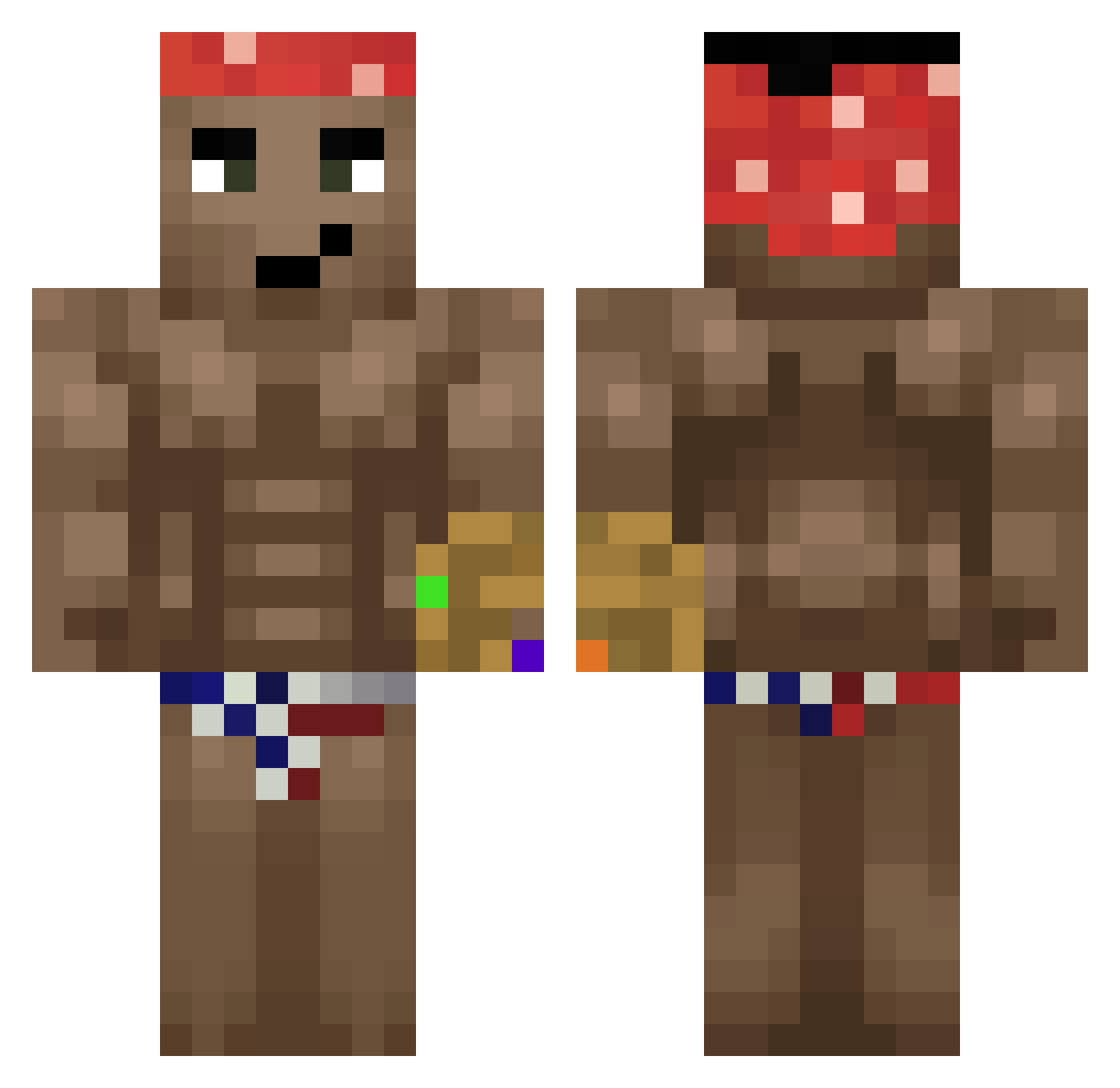 WaysideDruid255 Minecraft skin, front and back view