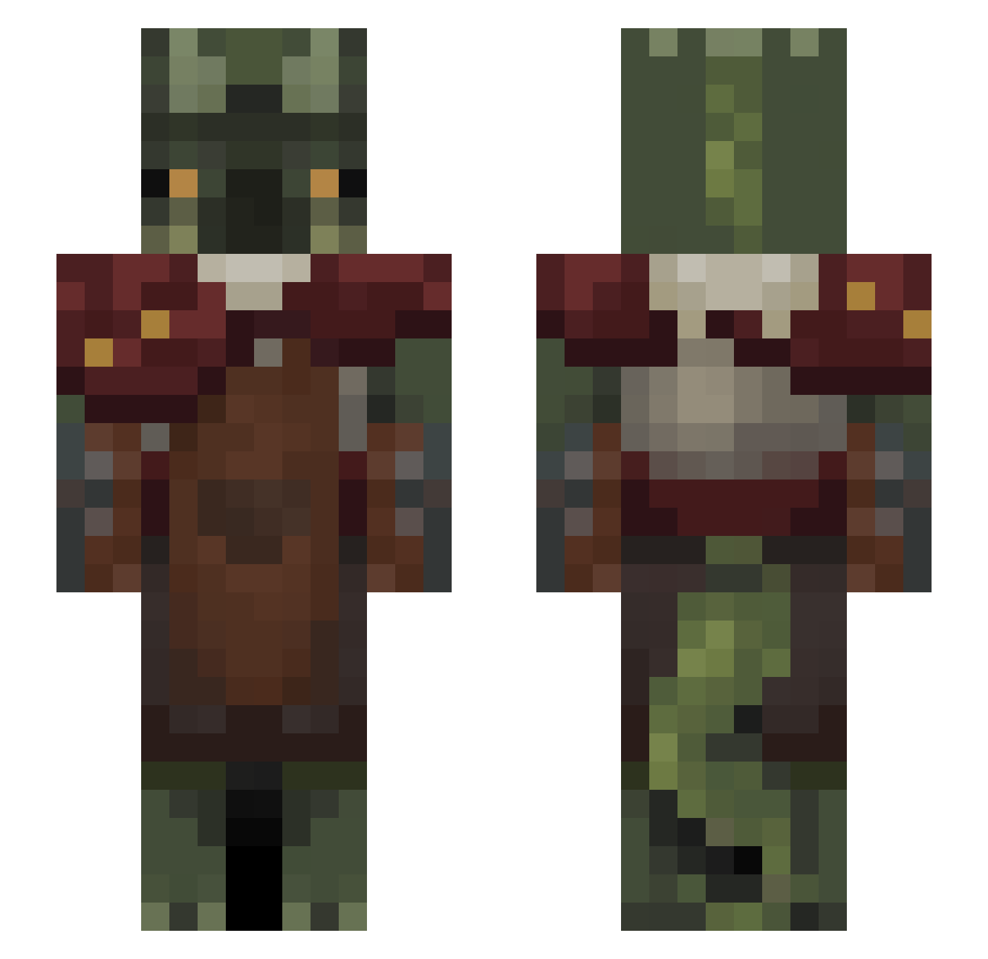 Pacolys Minecraft skin, front and back view