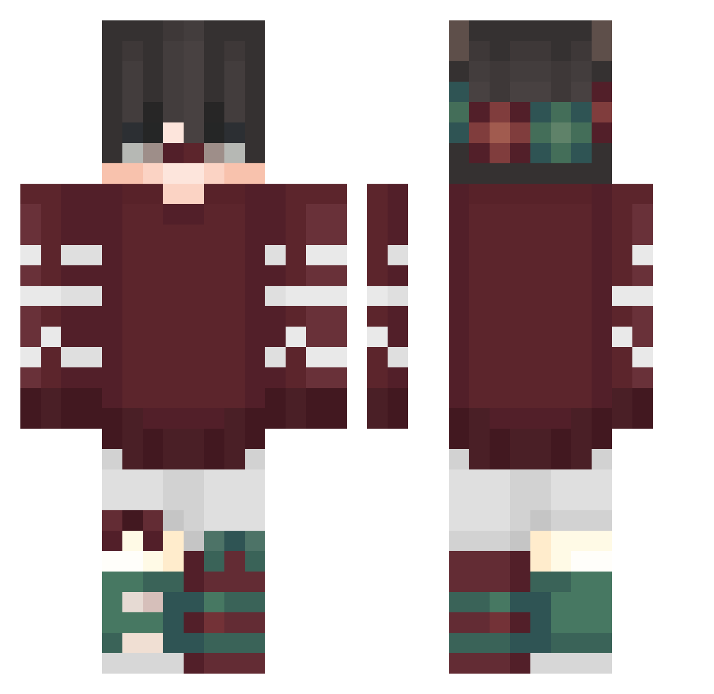 TheRealKnown Minecraft skin, front and back view