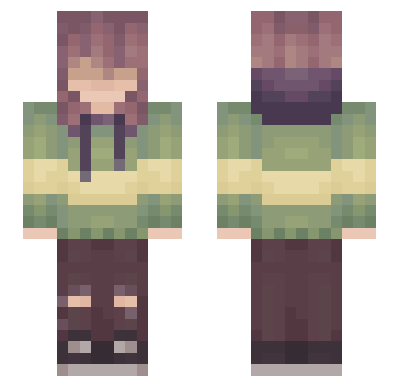 PlayerCup Minecraft skin, front and back view