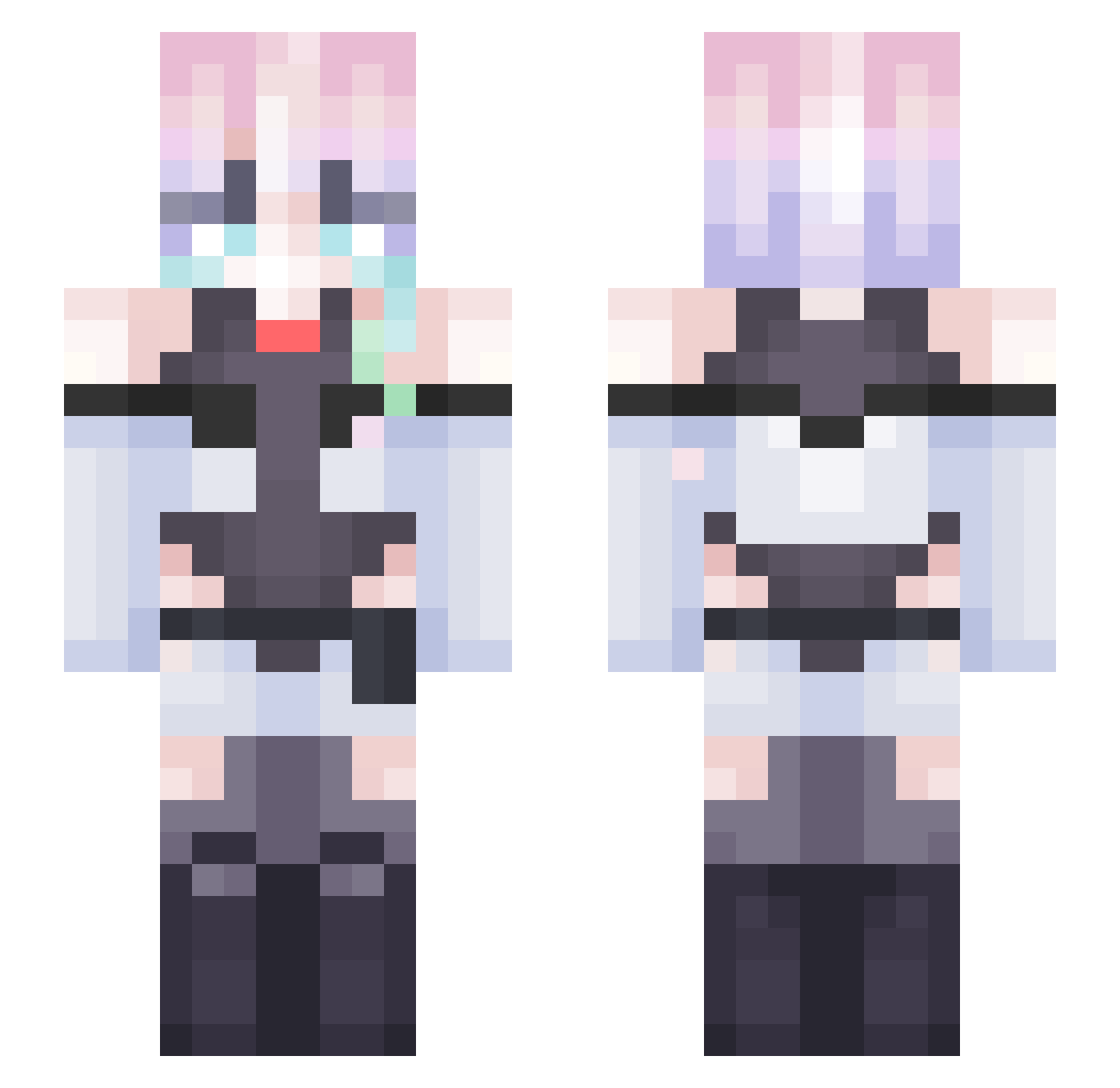 zzhe Minecraft skin, front and back view