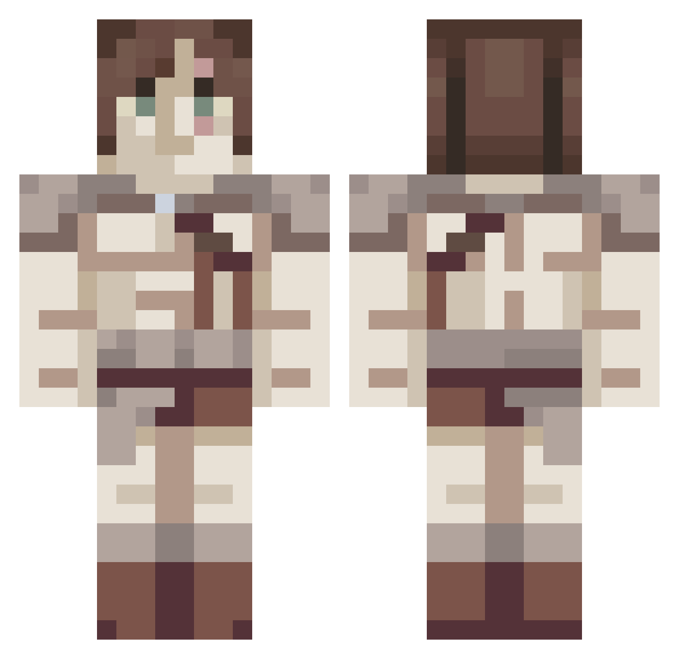 vixosus Minecraft skin, front and back view