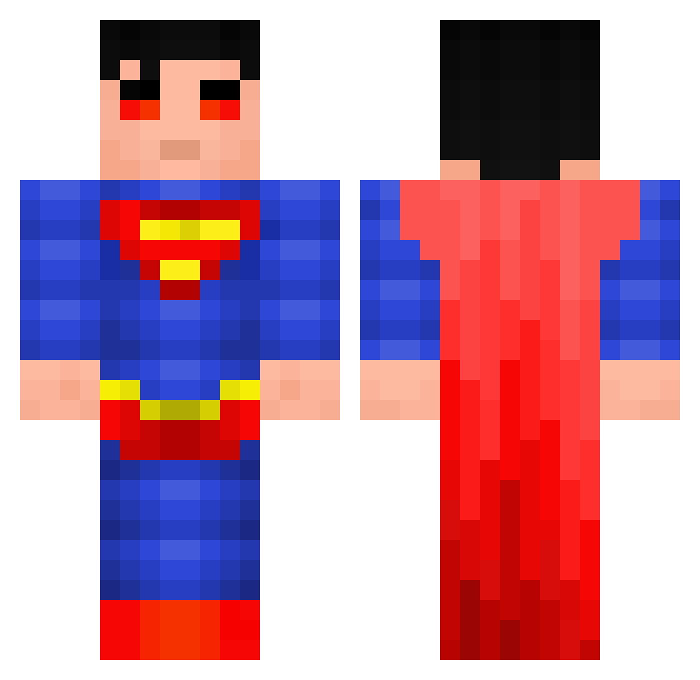 Agorax Minecraft skin, front and back view