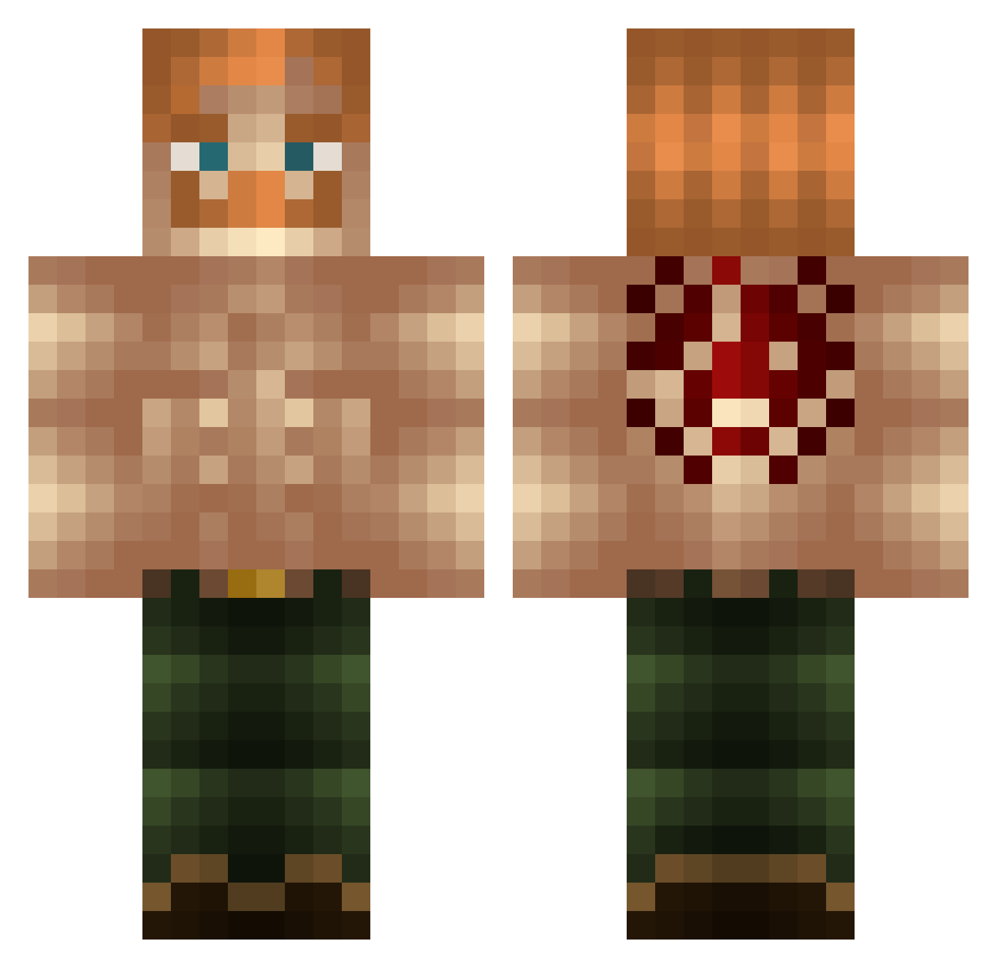 Mukanios Minecraft skin, front and back view