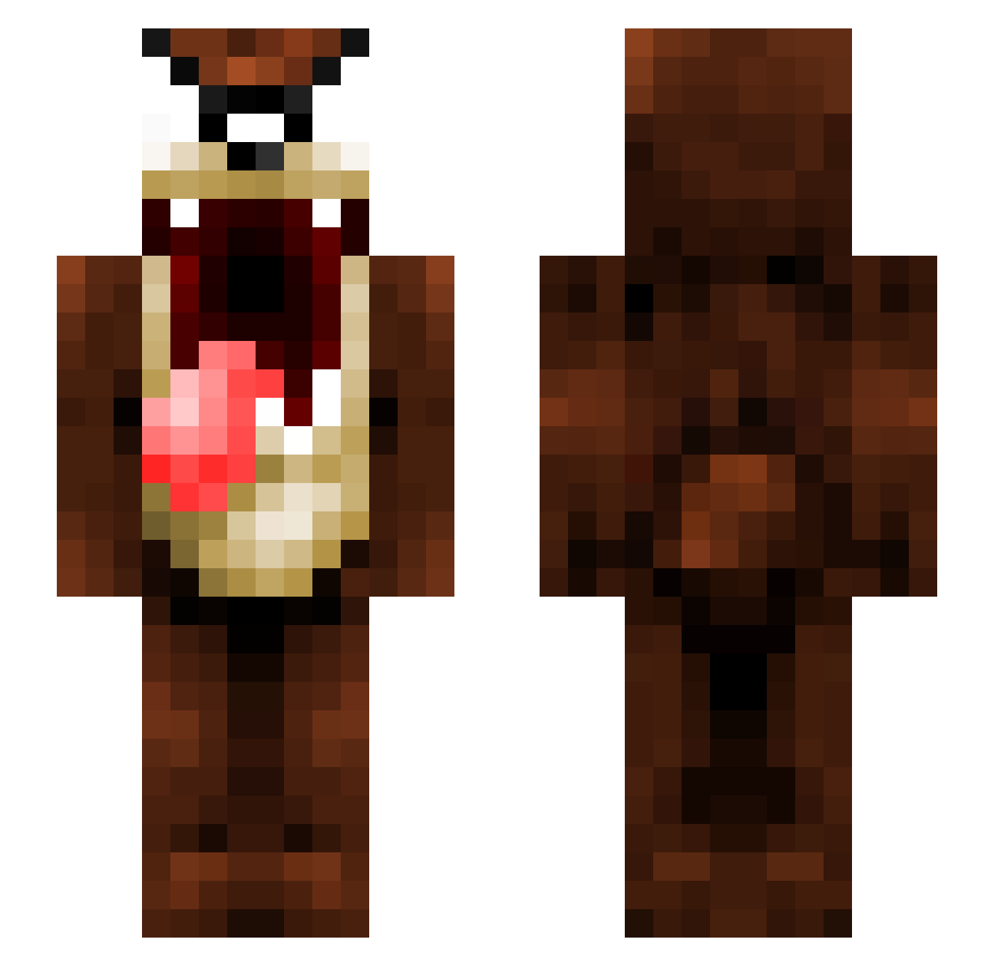 Im2BeastX Minecraft skin, front and back view