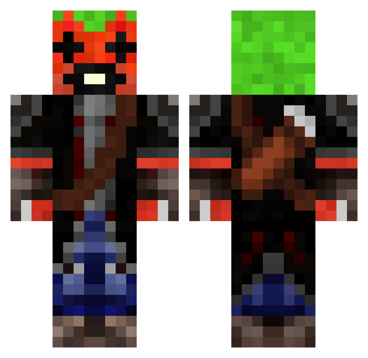 orbitofrontal Minecraft skin, front and back view