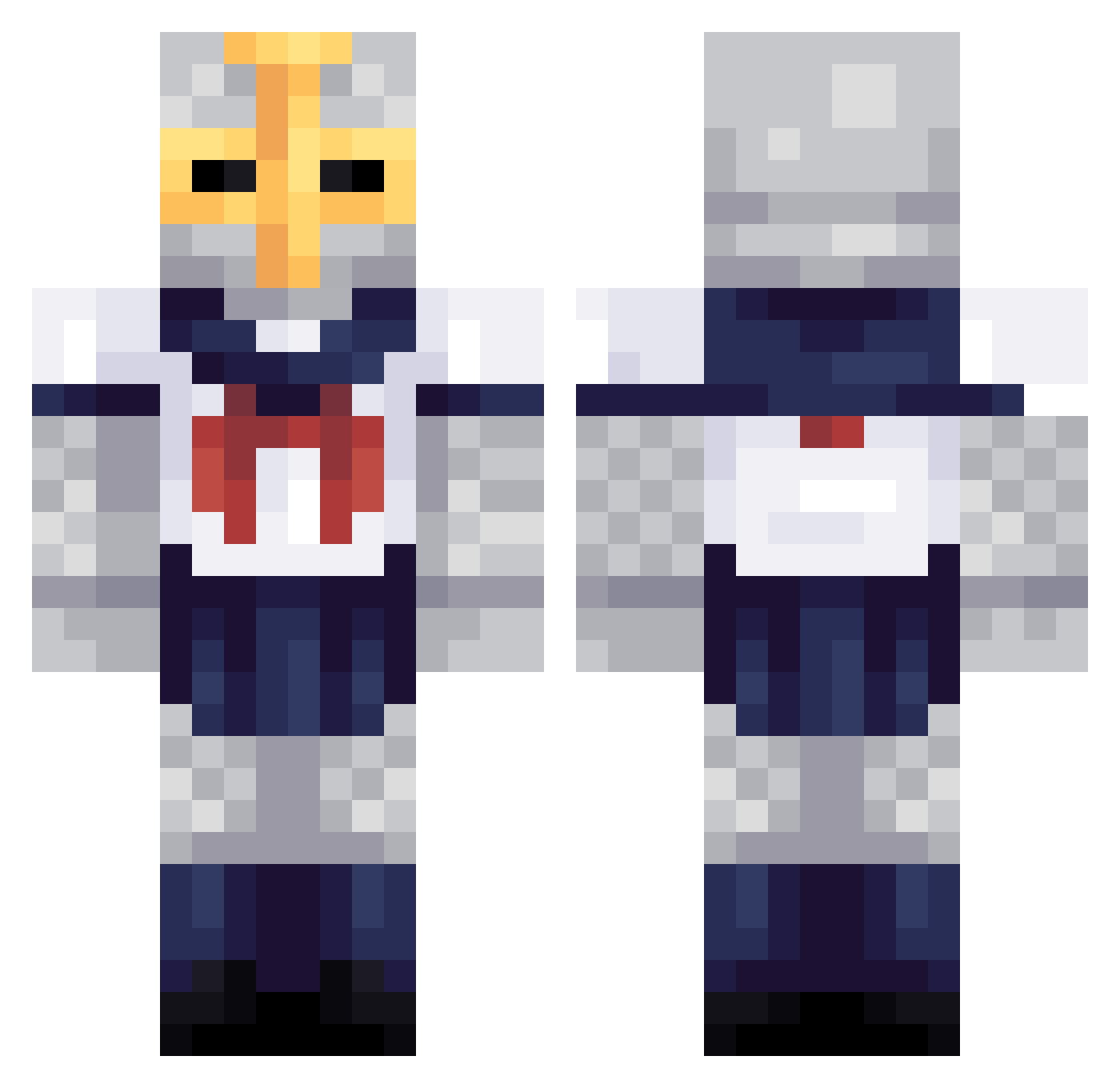 Is0k Minecraft skin, front and back view