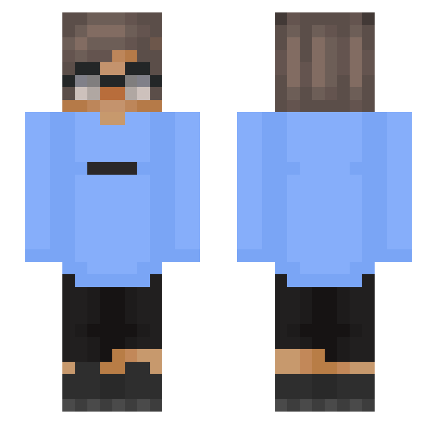 sweetboy Minecraft skin, front and back view