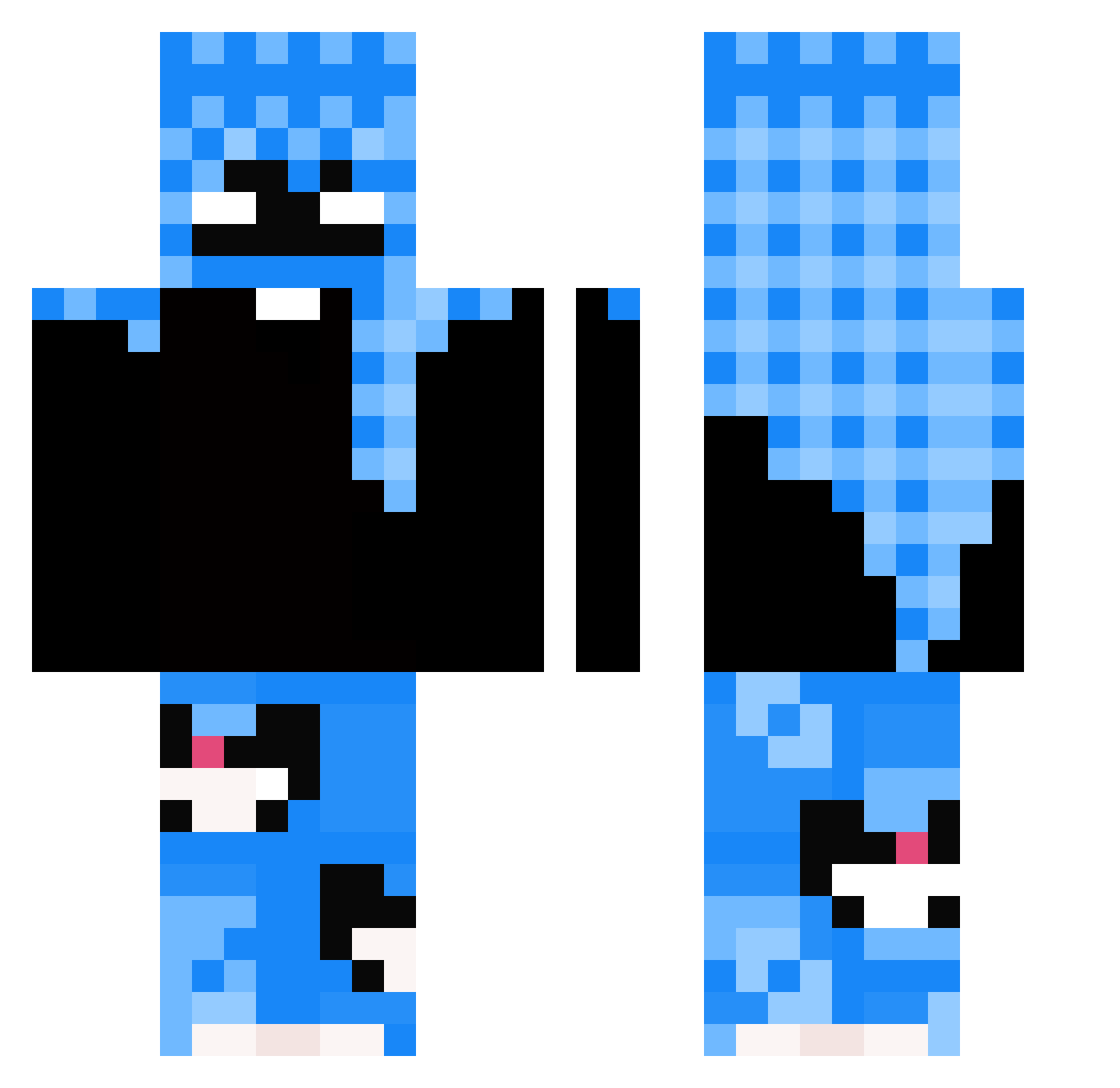 SirQubus Minecraft skin, front and back view