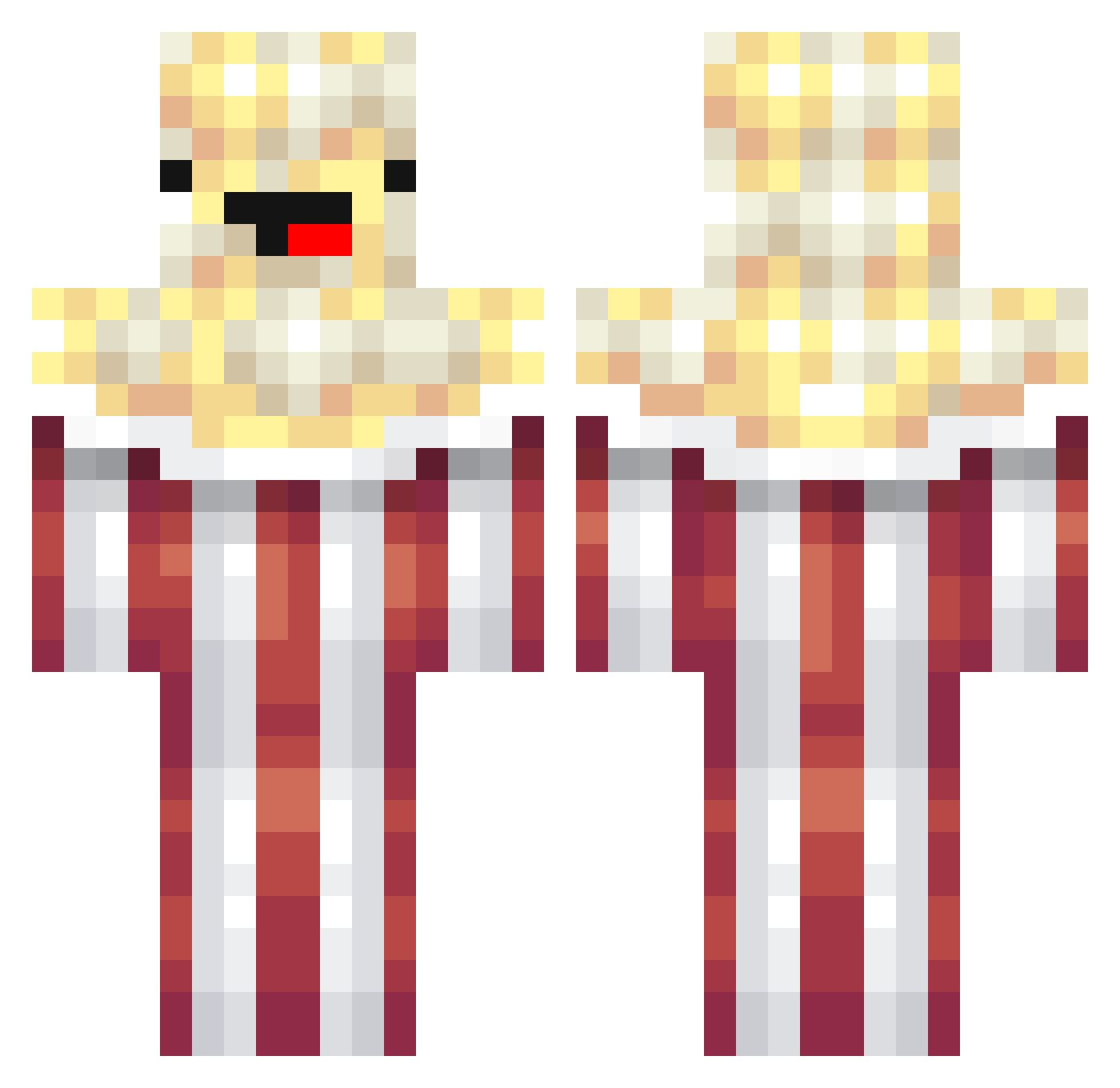 Vetusino Minecraft skin, front and back view