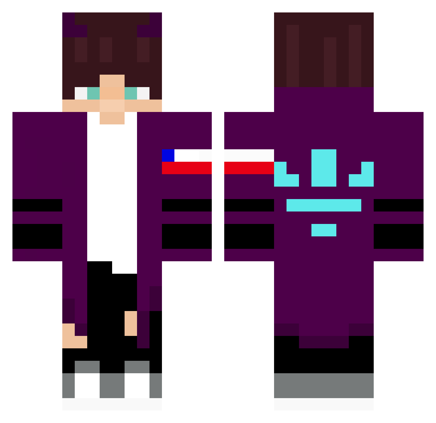 Sinikox Minecraft skin, front and back view