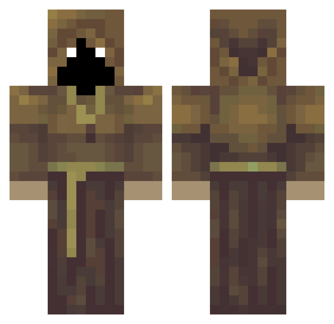 NuttySandman Minecraft skin, front and back view