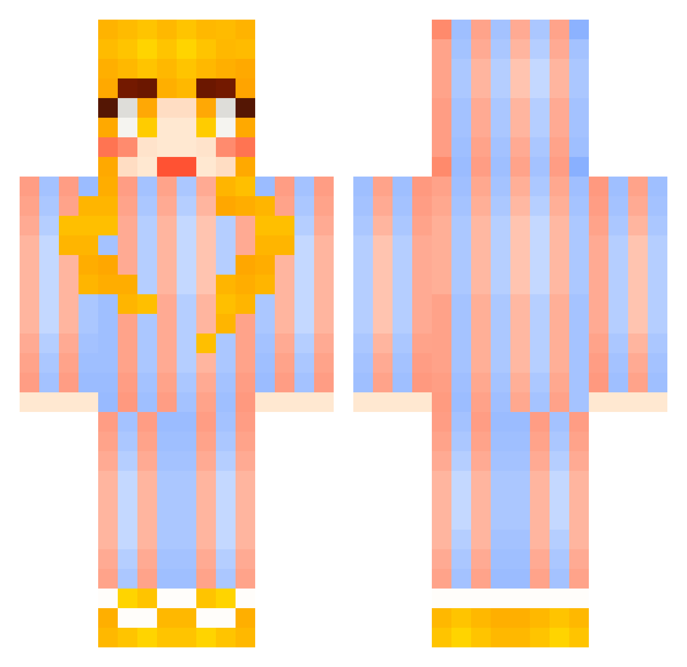 Hayoom Minecraft skin, front and back view