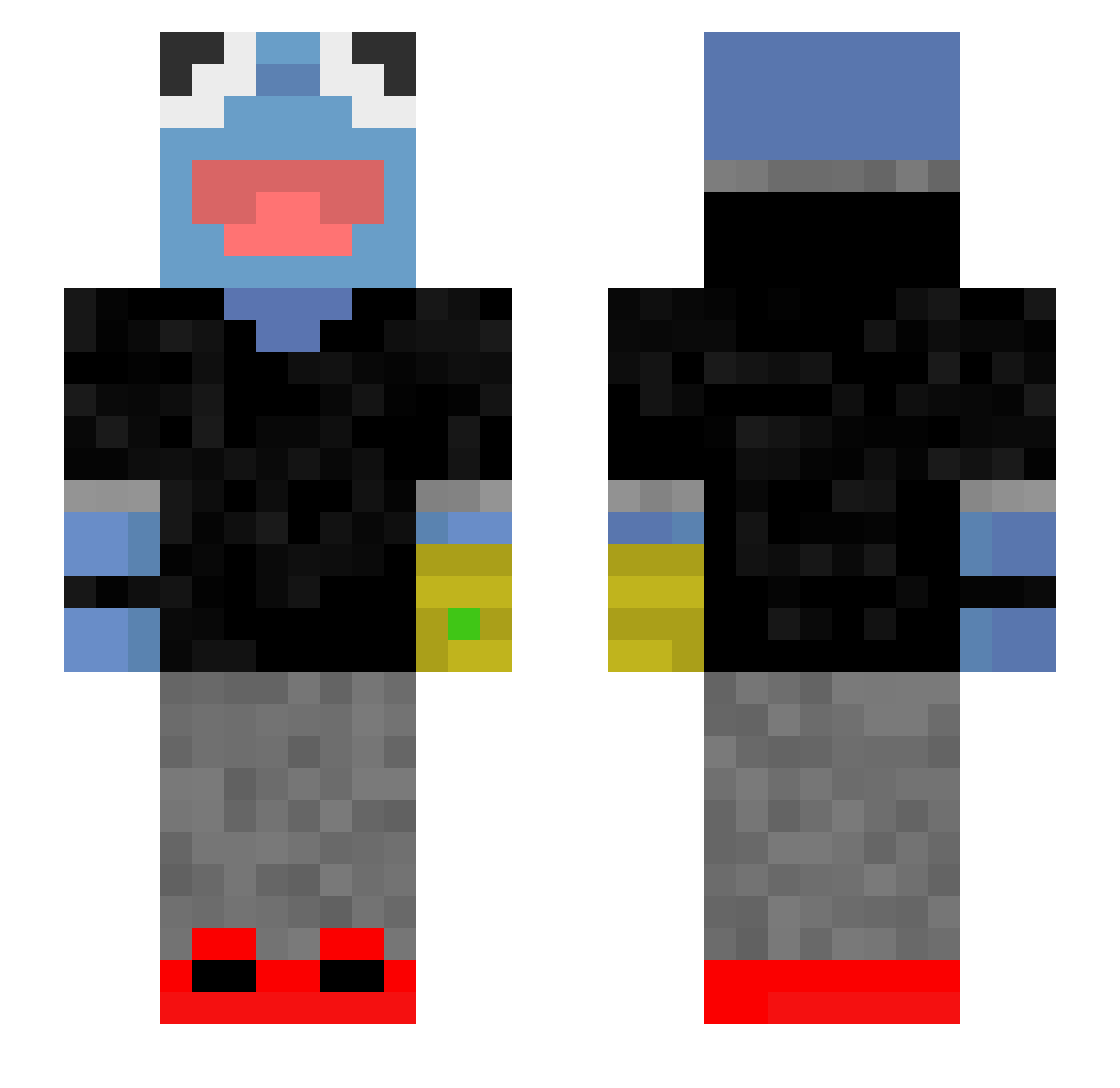 BlueKermit11 Minecraft skin, front and back view