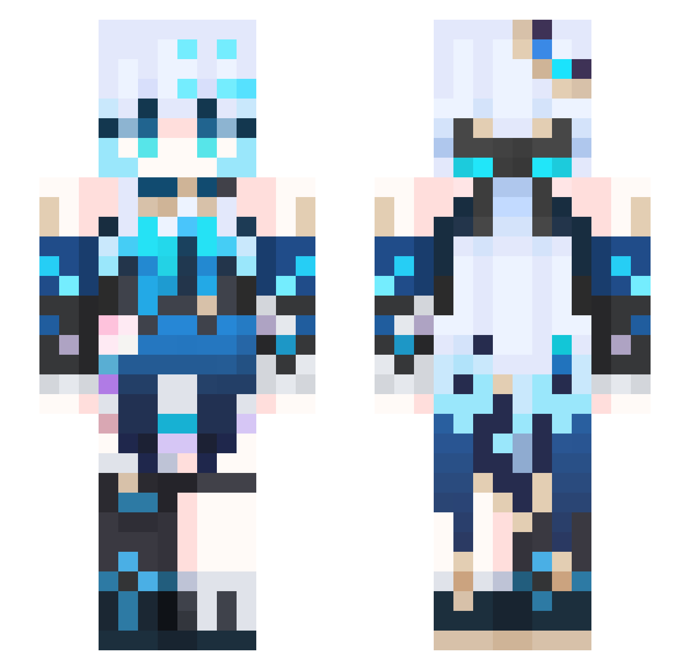 Fisdrone Minecraft skin, front and back view
