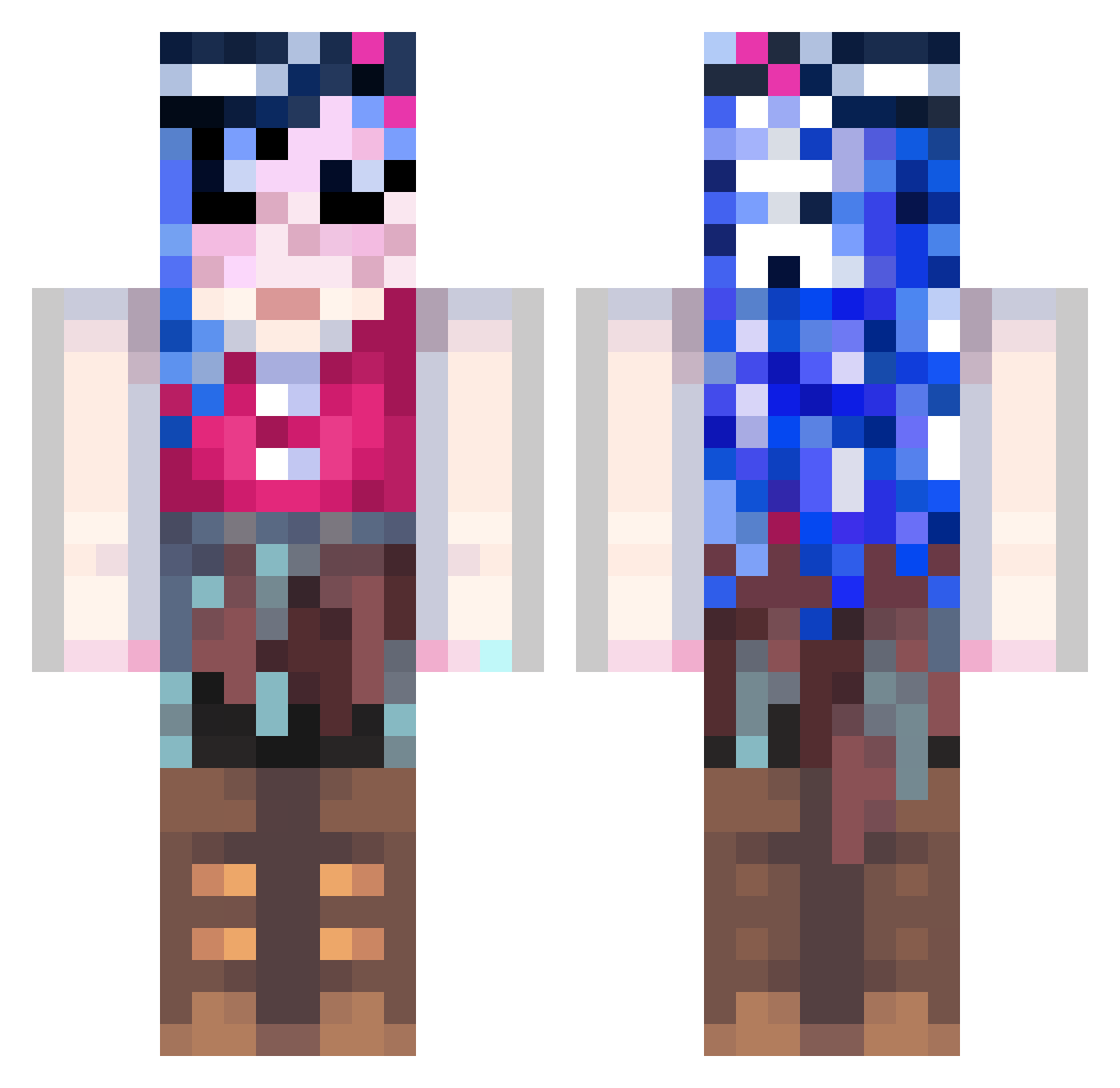 Hexamethylinda Minecraft skin, front and back view
