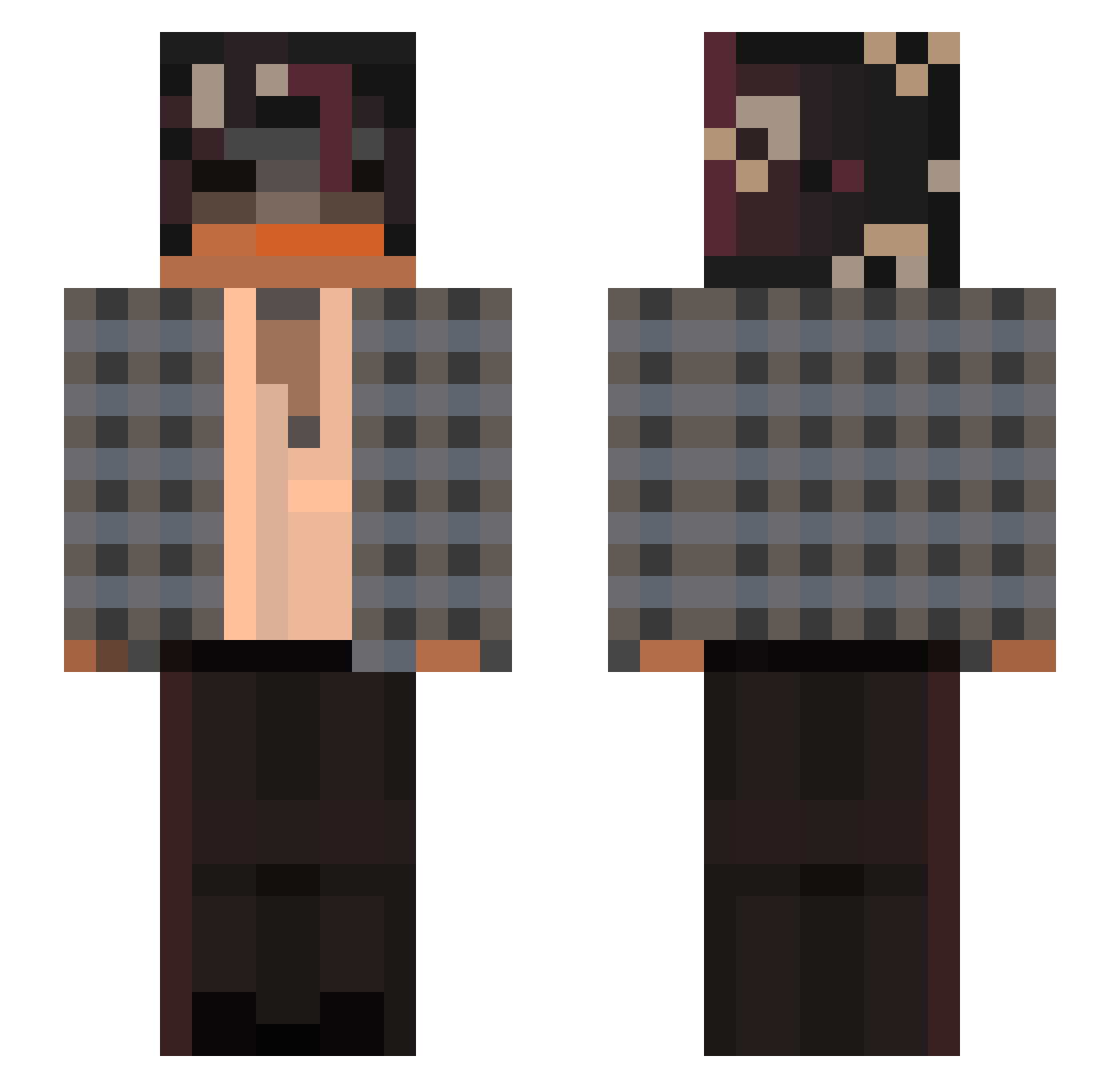 N1KOEXE Minecraft skin, front and back view