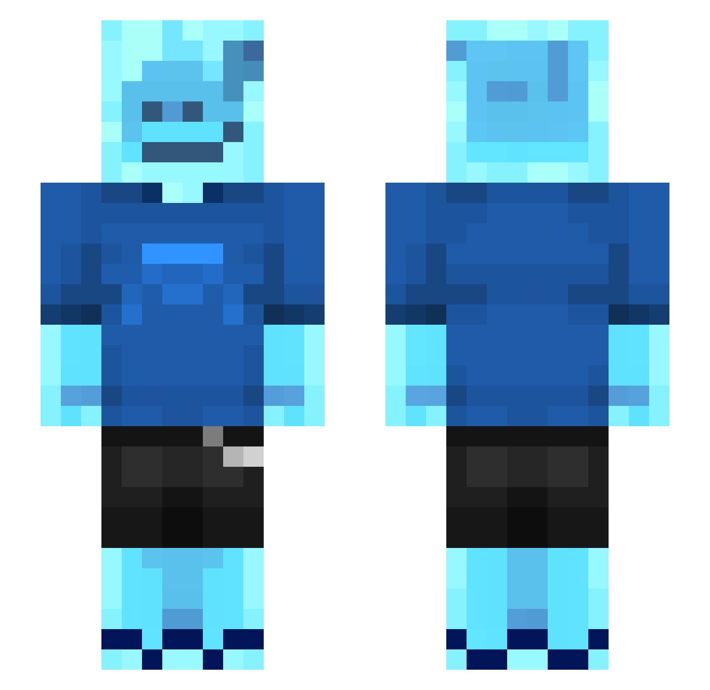 SevenI1 Minecraft skin, front and back view