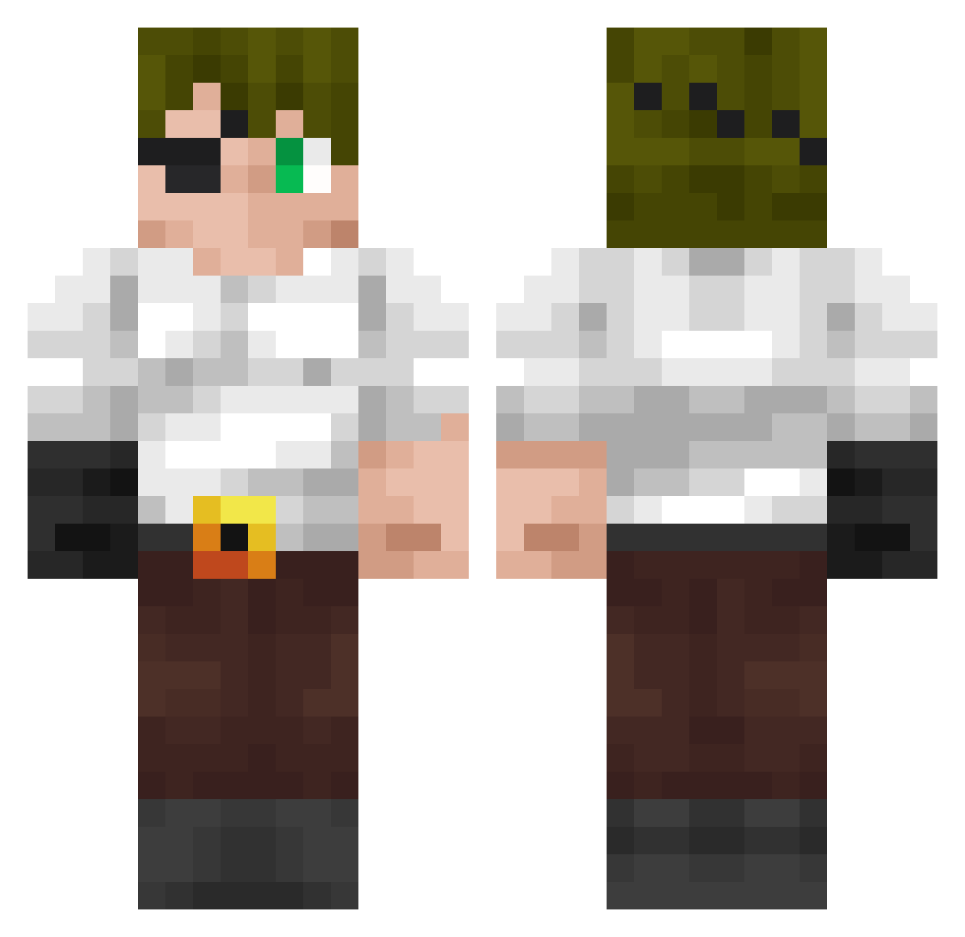 Praw1ch Minecraft skin, front and back view
