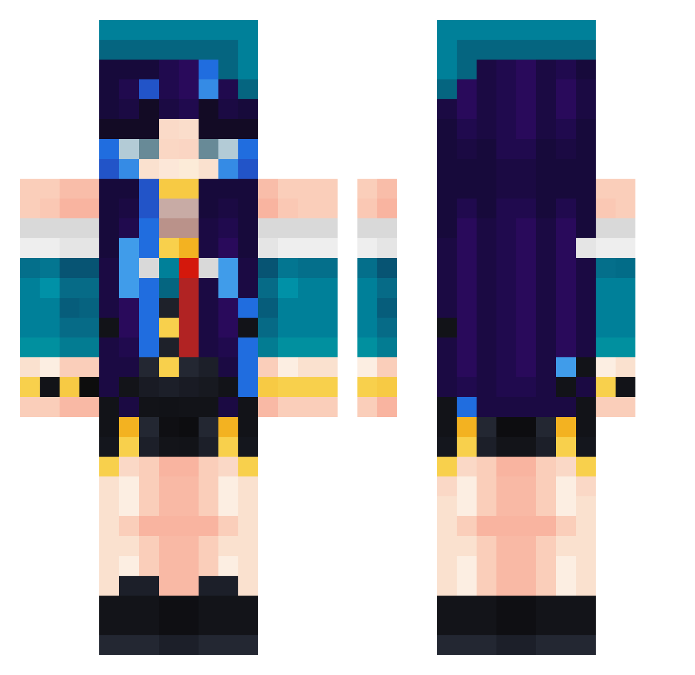 toxiclure Minecraft skin, front and back view