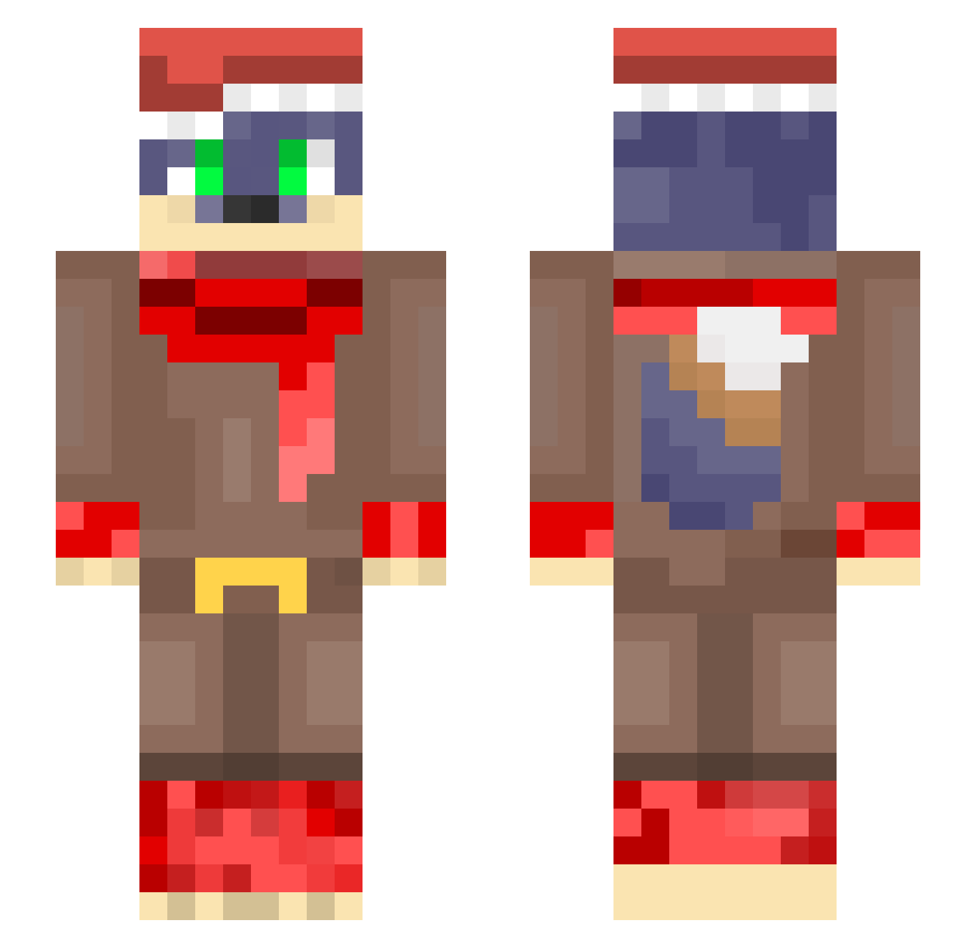 YaAnimka Minecraft skin, front and back view