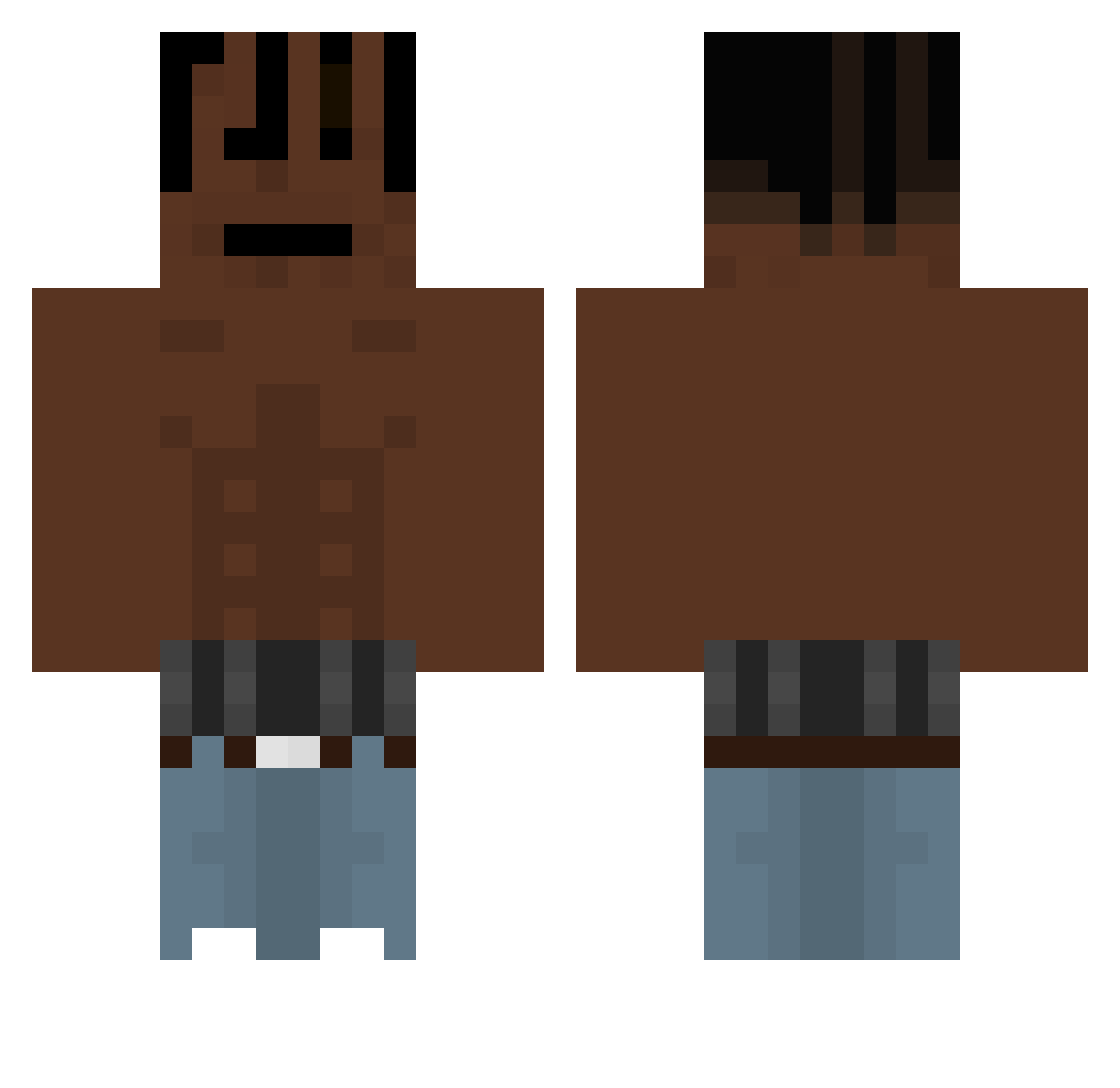 Bugtyy Minecraft skin, front and back view