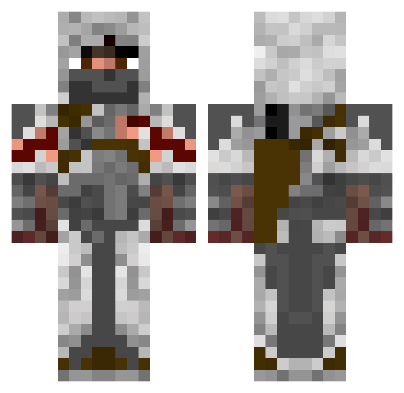 Chiasma Minecraft skin, front and back view