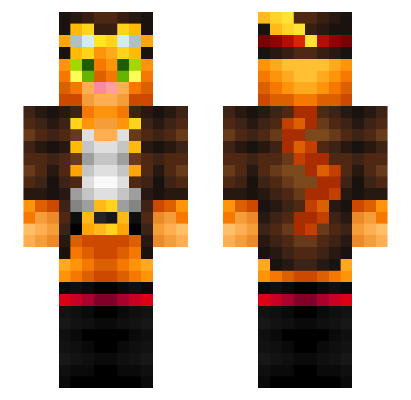 RoadShow Minecraft skin, front and back view