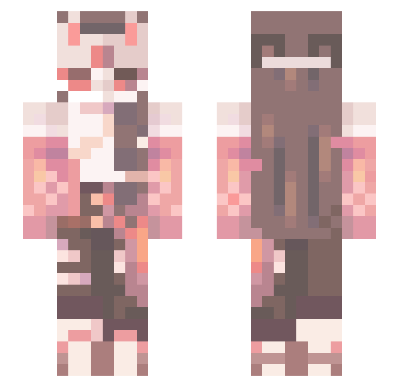 Huskiio Minecraft skin, front and back view