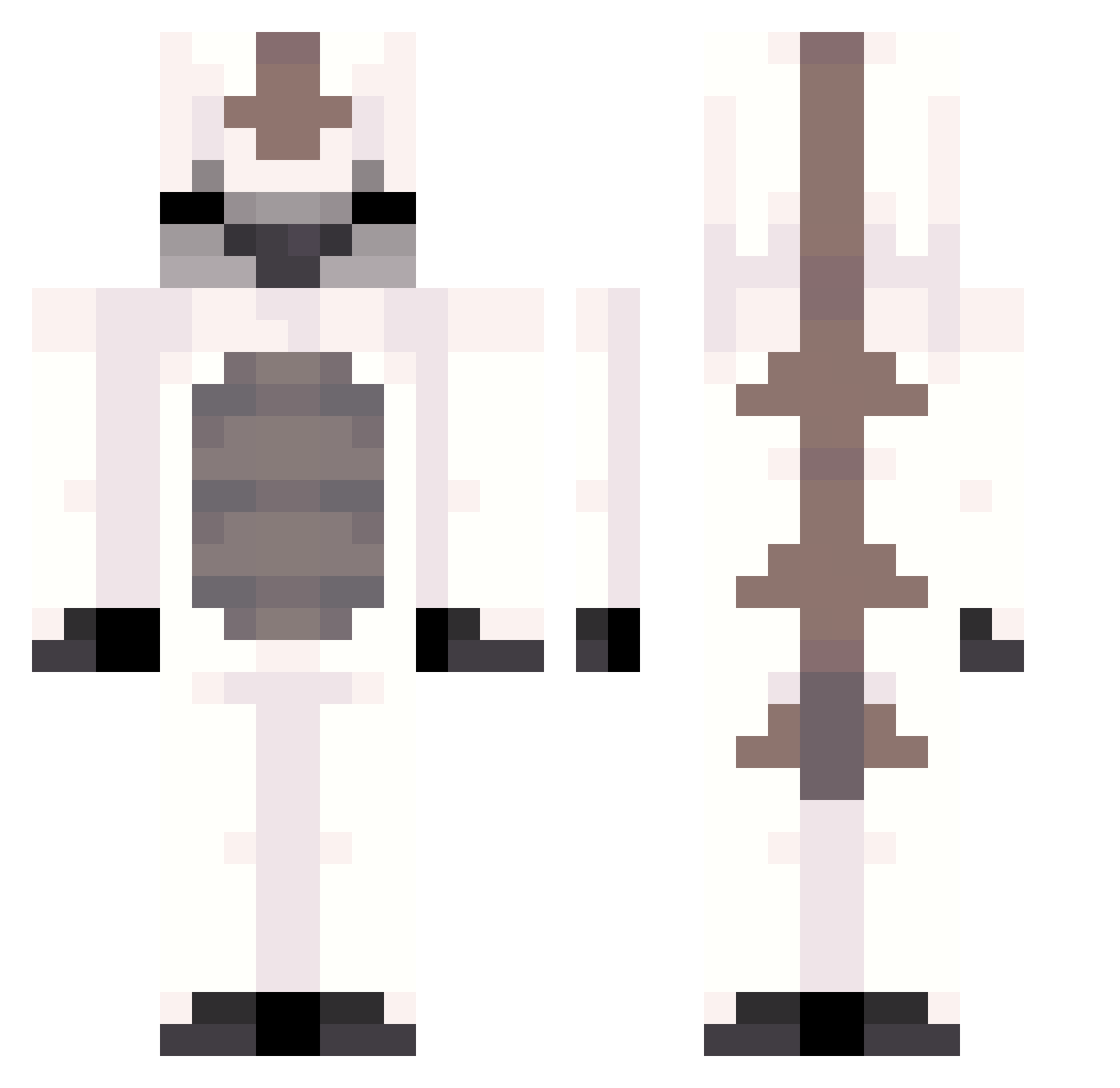 ImTooPure Minecraft skin, front and back view
