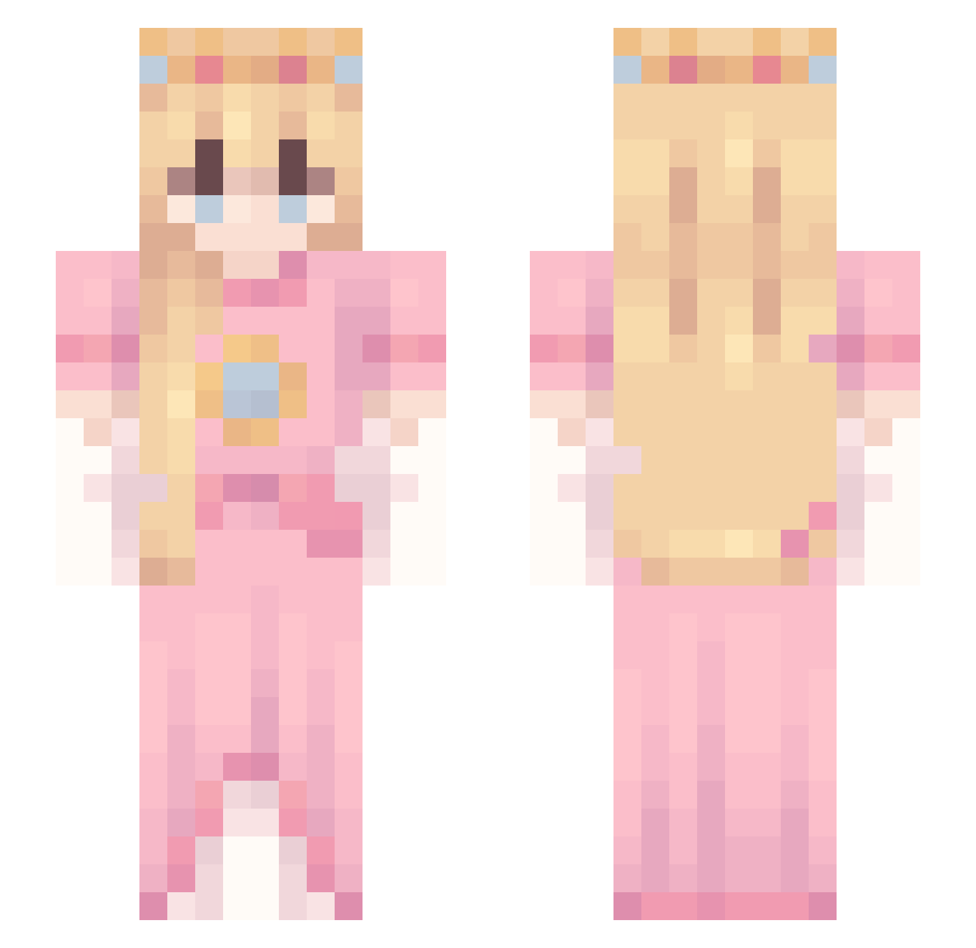 RosePapeleu Minecraft skin, front and back view