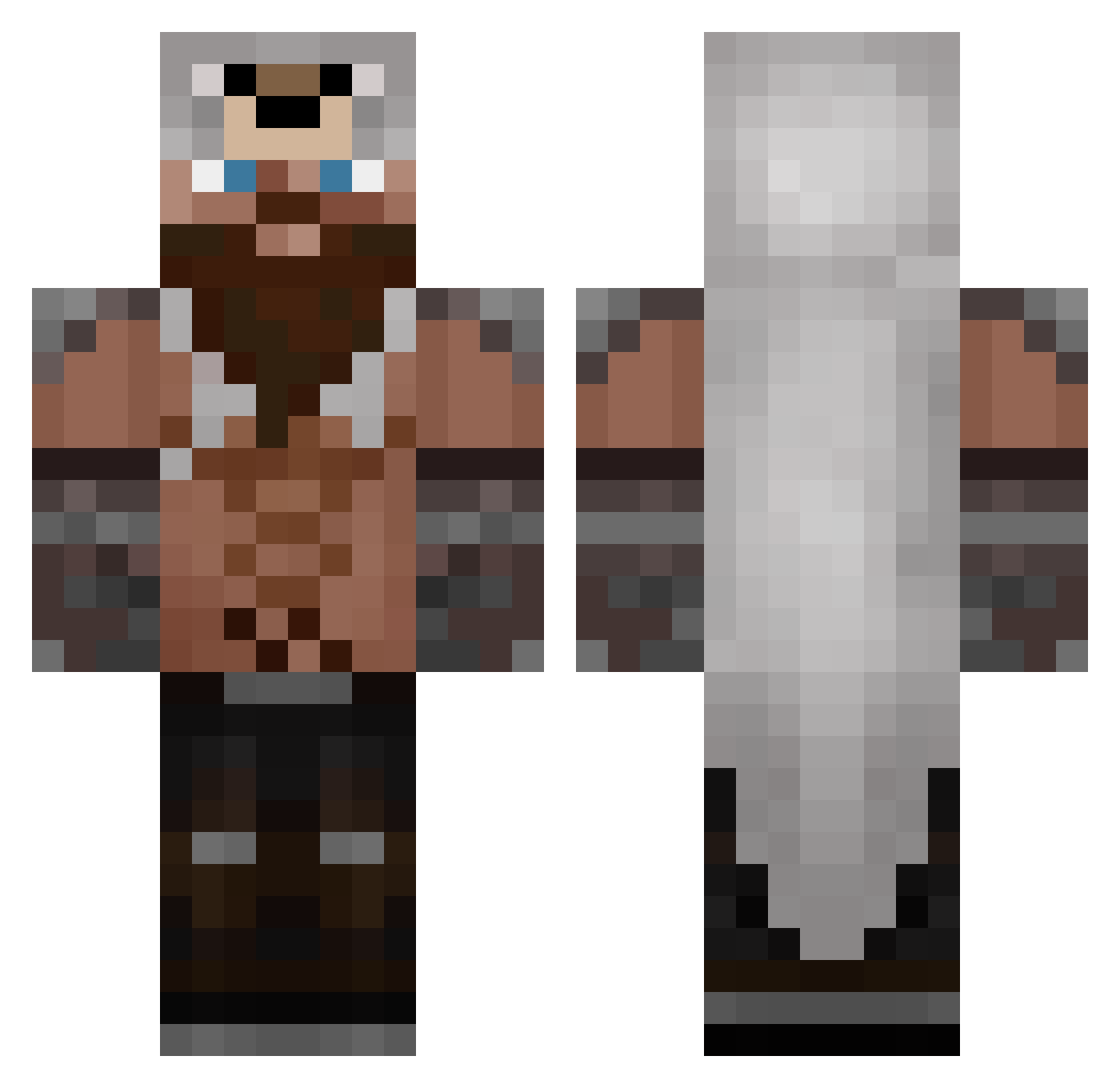 Spacetaters Minecraft skin, front and back view