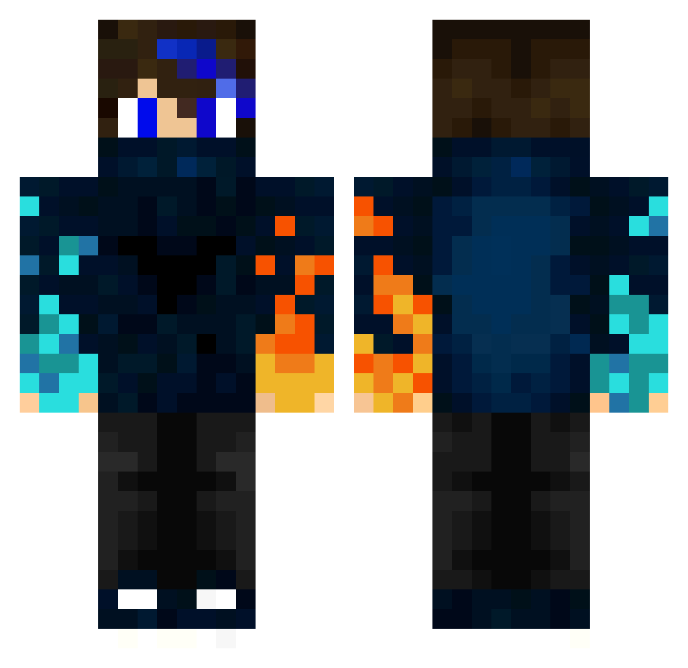 rybrorp Minecraft skin, front and back view