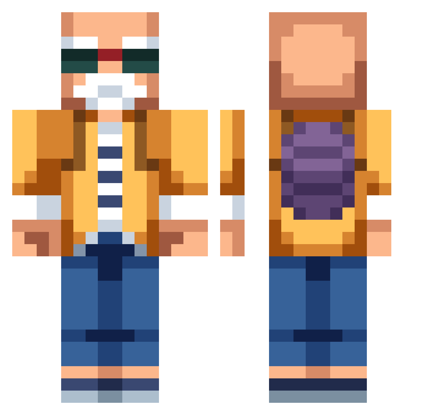 Th3Doctor Minecraft skin, front and back view
