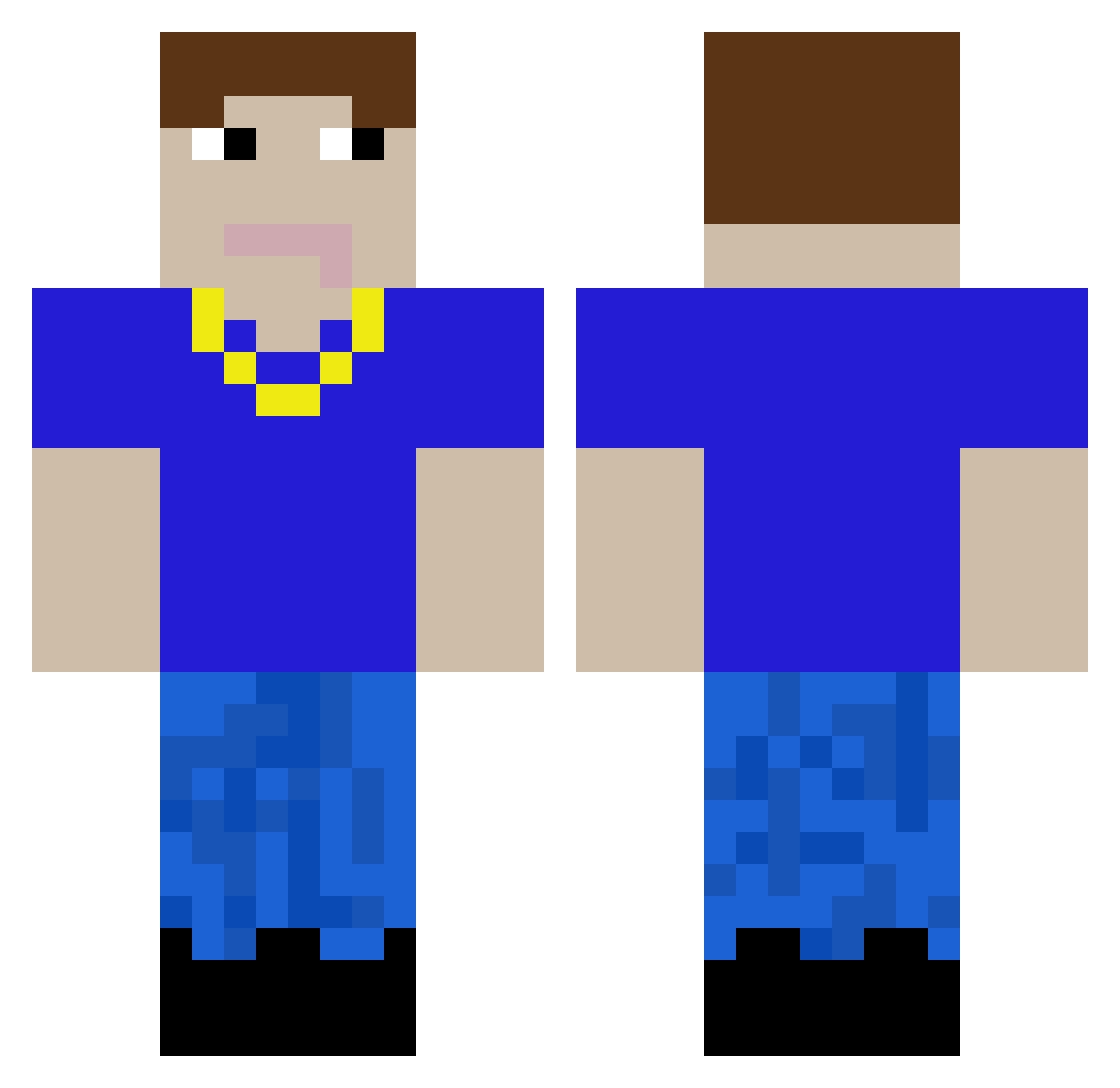 TiredLiger Minecraft skin, front and back view