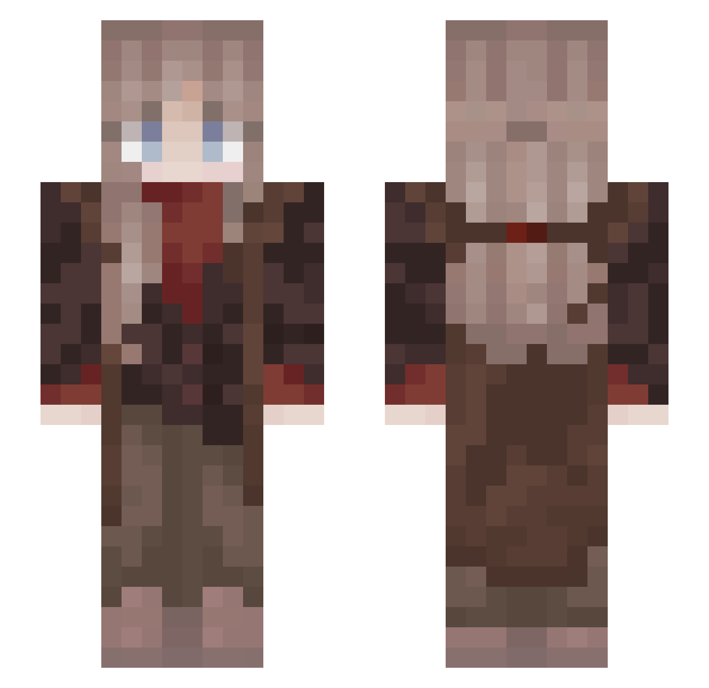 HoboFluf Minecraft skin, front and back view
