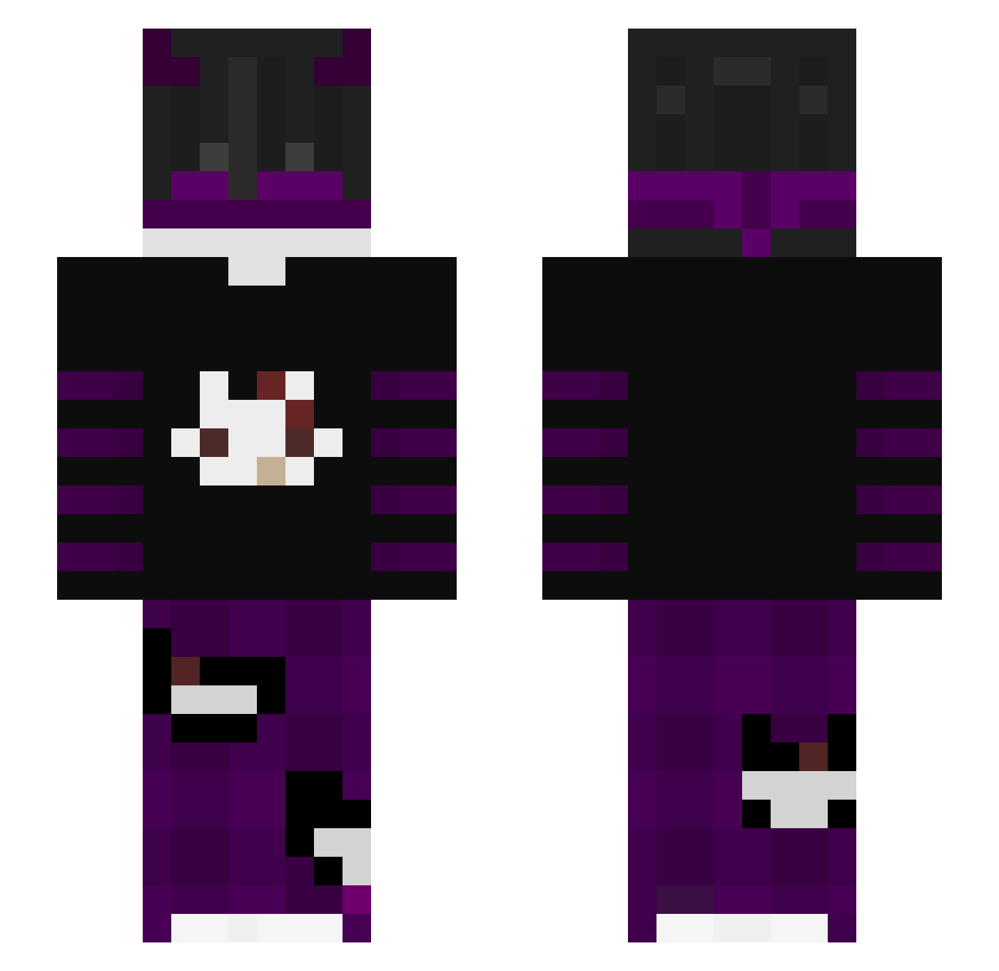 R3ru Minecraft skin, front and back view