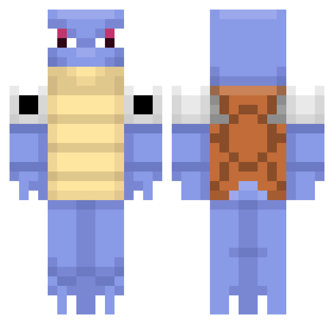 DaddyPotato Minecraft skin, front and back view