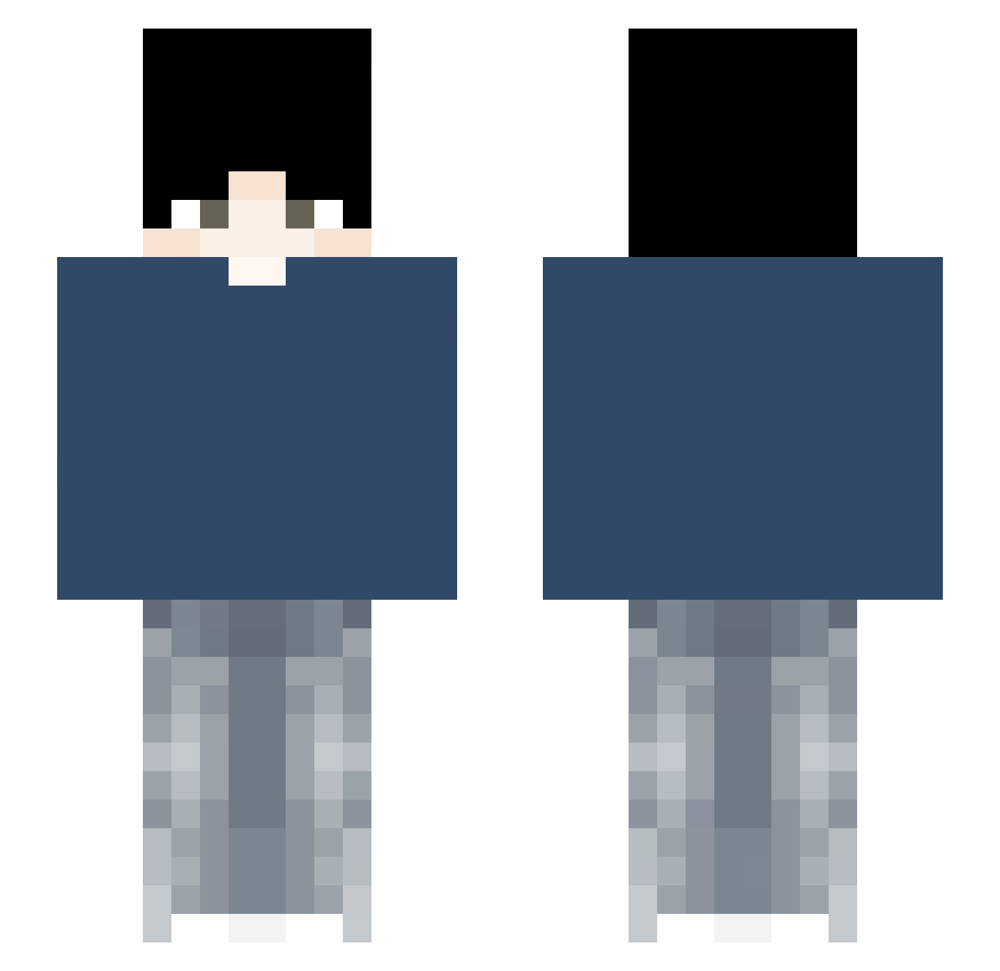 Rqshfordd Minecraft skin, front and back view