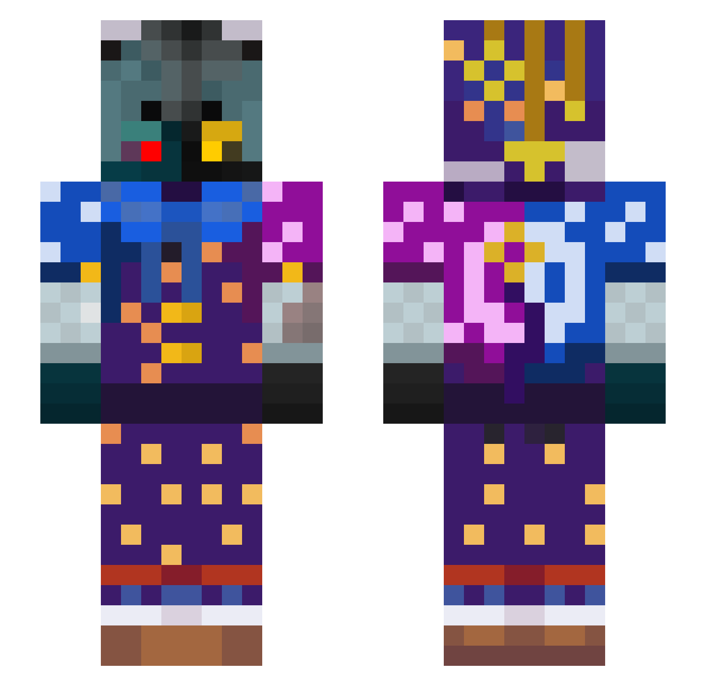 TheSaintyy Minecraft skin, front and back view
