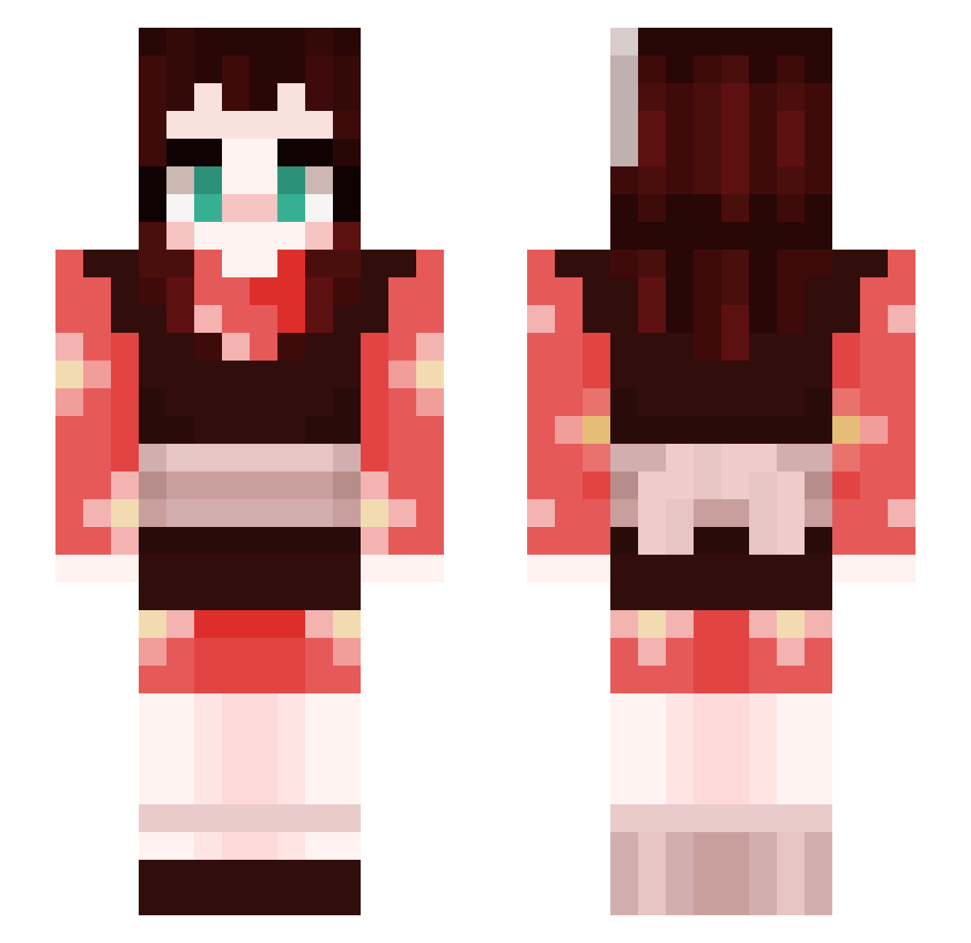 Makomo Minecraft skin, front and back view