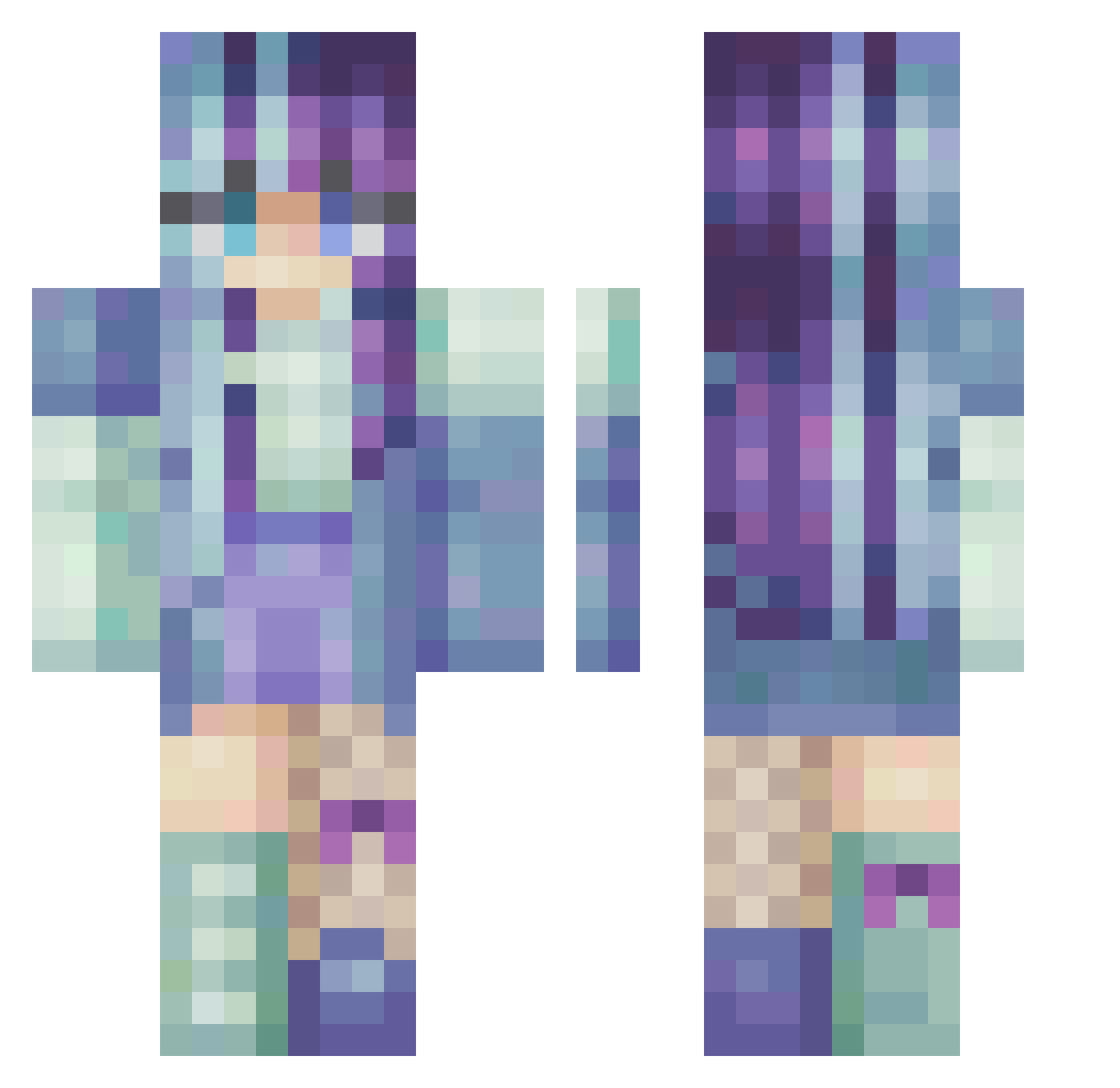 SaraKB Minecraft skin, front and back view
