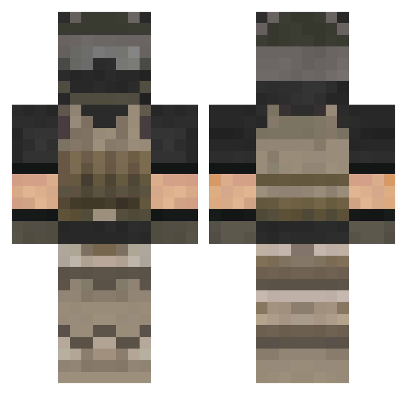 ADES_Killer Minecraft skin, front and back view