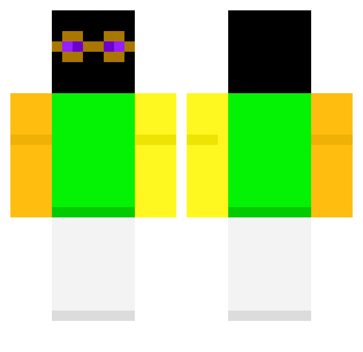 Sam0sa Minecraft skin, front and back view